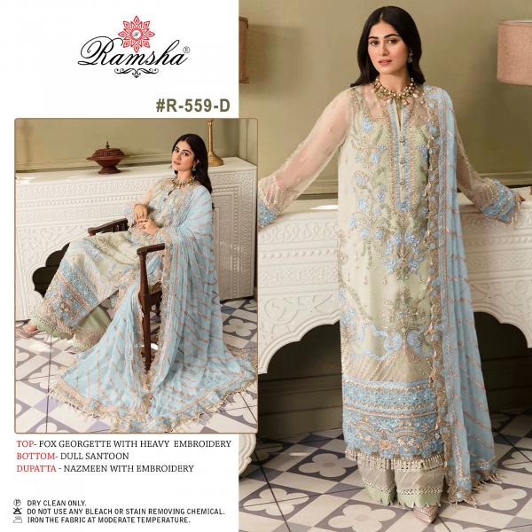 Ramsha R 559 A To D Georgette Designer Pakistani Suit Collection